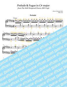 Bach, Prelude and Fugue in C Sharp Major, Book 1, BWV 848 - COMPLETE FINGERINGS
